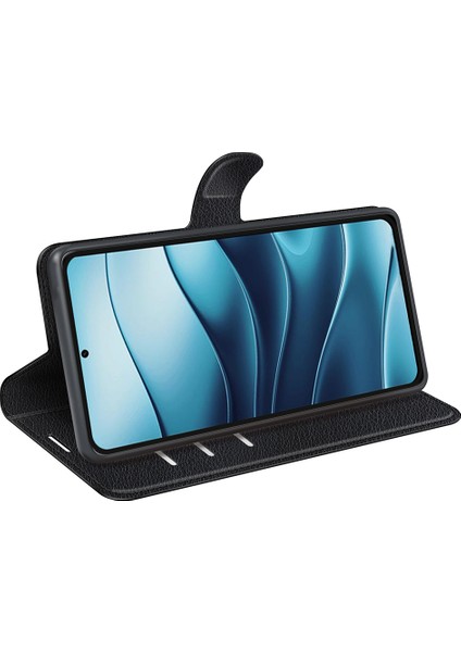 Xiaomi Redmi Için Not 14 5g/14 4g Kılıf Litchi Doku Darbeye Dayanıklı Deri Cüzdan Telefon Kapağı-Siyah (Yurt Dışından) modelleri