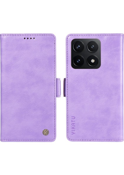 Xiaomi 14T Kılıf Yan Toka Pu Deri Telefon Kapağı Litchi Doku-Mor Için (Yurt Dışından)