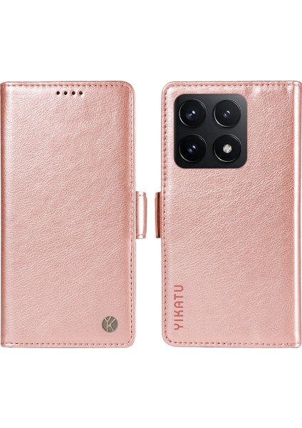 Xiaomi 14T Kılıf Yan Toka Pu Deri Telefon Kapağı Litchi Doku-Gül Altın Için (Yurt Dışından)