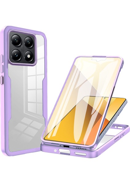 Xiaomi 14T Pro Kılıf Akrilik + Tpu Şeffaf Telefon Kapağı, Pet Ekran Filmi-Mor (Yurt Dışından)