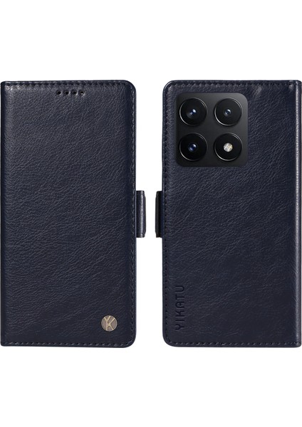Xiaomi 14T Kılıf Yan Toka Pu Deri Telefon Kapağı Litchi Doku-Lacivert Için (Yurt Dışından)
