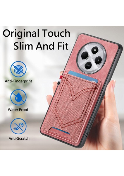 Xiaomi Redmi 14C 4G/14R 5g/poco C75 4g Retro Jean Kumaş Doku Deri Arka Kapak Kart Sahibinin-Yeşil Telefon Kılıfı (Yurt Dışından) modelleri