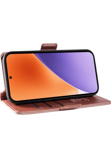 Xiaomi 15 Kılıf Yan Toka Pu Deri Telefon Kapağı Için Litchi Doku-Gül Altın (Yurt Dışından) modelleri