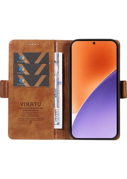 Xiaomi 15 Kılıf Yan Toka Pu Deri Telefon Kapağı Litchi Doku-Kahverengi Için (Yurt Dışından) fiyatları
