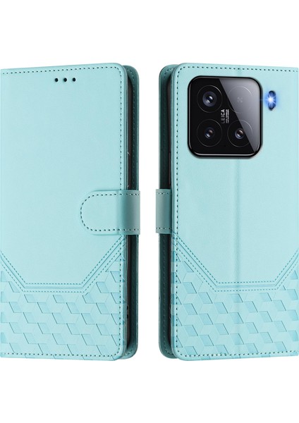 Xiaomi 15 Kılıf Baskılı Petek Rfıd Engelleme Deri Telefon Kılıfı, Kayış-Nane Yeşili Için (Yurt Dışından) indirimleri