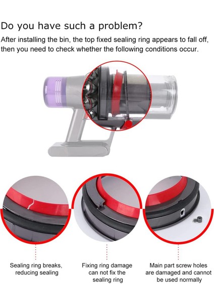 Dyson V11 SV14 SV15 Elektrikli Süpürge-Toz Haznesi Üst Sabit Sızdırmazlık Halkası Yedek Parça Yedek Parça Yeni Aksesuarlar (Yurt Dışından) modelleri