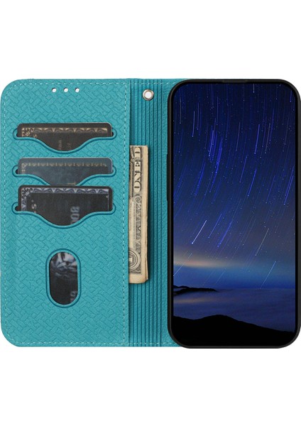 Xiaomi Redmi Note 14 5g Kılıf Dokuma Doku Pu Deri Cüzdan Telefon Kapağı-Mavi Için (Yurt Dışından)