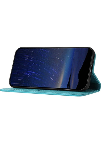 Xiaomi Redmi Note 14 5g Kılıf Dokuma Doku Pu Deri Cüzdan Telefon Kapağı-Mavi Için (Yurt Dışından)