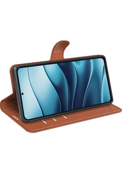 Xiaomi Redmi Note 14 5g/14 4g Kılıf Litchi Doku Darbeye Dayanıklı Deri Cüzdan Telefon Kapağı-Kahverengi (Yurt Dışından) fırsatları