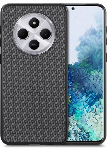 Xiaomi Redmi 14C 4G/14R 5g/poco C75 4g Karbon Fiber Doku Pu+Pc+Tpu Arka Kapak-Siyah Telefon Kılıfı (Yurt Dışından)