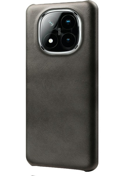 Xiaomi Redmi Note 14 Pro+ 5g Kılıf Buzağı Dokusu Pu Deri Sert Pc Koruyucu Telefon Kapağı-Siyah (Yurt Dışından)