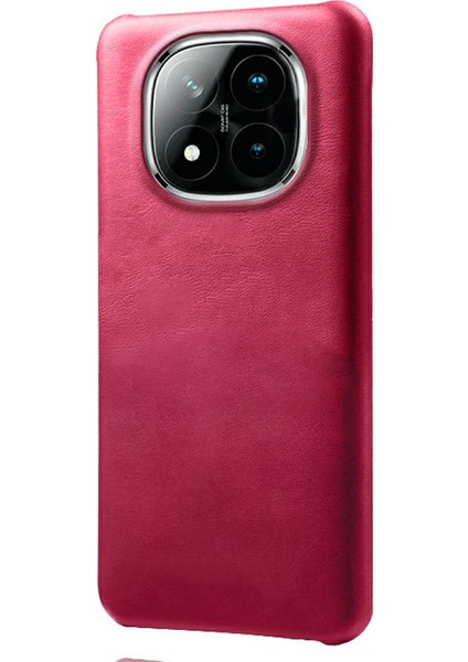Xiaomi Redmi Note 14 Pro+ 5g Kılıf Buzağı Dokusu Pu Deri Sert Pc Koruyucu Telefon Kapağı-Gül (Yurt Dışından)
