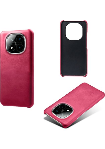 Xiaomi Redmi Note 14 Pro+ 5g Kılıf Buzağı Dokusu Pu Deri Sert Pc Koruyucu Telefon Kapağı-Gül (Yurt Dışından)
