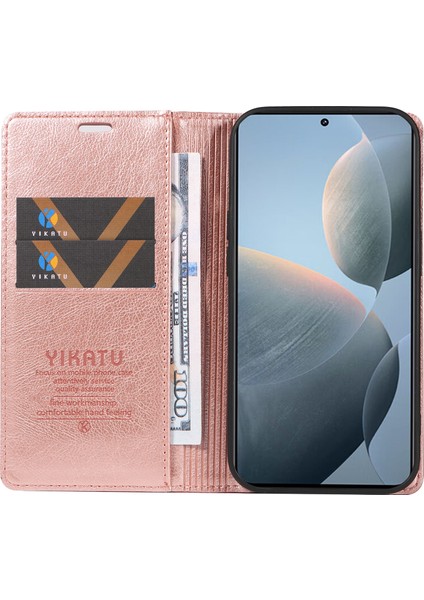 Xiaomi 14T Kılıf Cüzdan Litchi Tahıl Deri Telefon Kapağı Manyetik Otomatik Emilmiş-Gül Altın Için (Yurt Dışından) fiyatları