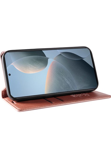 Xiaomi 14T Kılıf Cüzdan Litchi Tahıl Deri Telefon Kapağı Manyetik Otomatik Emilmiş-Gül Altın Için (Yurt Dışından) modelleri