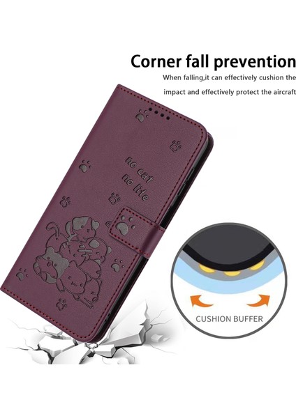 Xiaomi Poco X6 Pro 5g/redmi K70E 5g Kılıf Askı Kediler Künye Deri Cüzdan Telefon Kapağı-Şarap Kırmızısı Için (Yurt Dışından) indirimleri