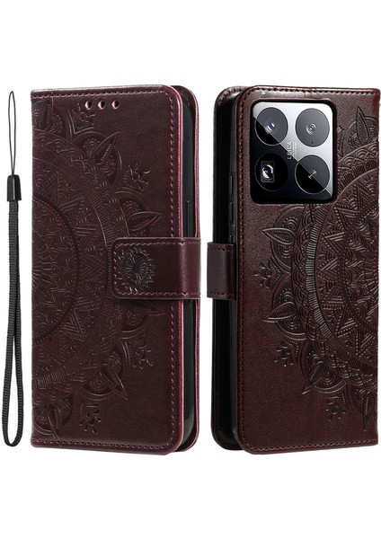 Xiaomi 15 Pro Kılıf Baskılı Totem Pu Deri Cüzdan Telefon Kapağı-Kahverengi (Yurt Dışından)