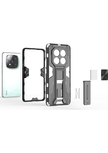 Xiaomi Redmi Note 14 Pro 5g Kılıf Pc+Tpu Standlı Darbeye Dayanıklı Telefon Kapağı-Siyah (Yurt Dışından) modelleri