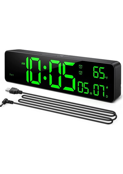 Çalar Saat, Dijital Duvar Saati Büyük Ekranlı Zaman, Tarih, Sıcaklık, Yatak Odası Için LED Alarm Erteleme, Siyah (Yurt Dışından)