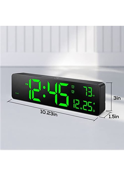Çalar Saat, Dijital Duvar Saati Büyük Ekranlı Zaman, Tarih, Sıcaklık, Yatak Odası Için LED Alarm Erteleme, Siyah (Yurt Dışından)
