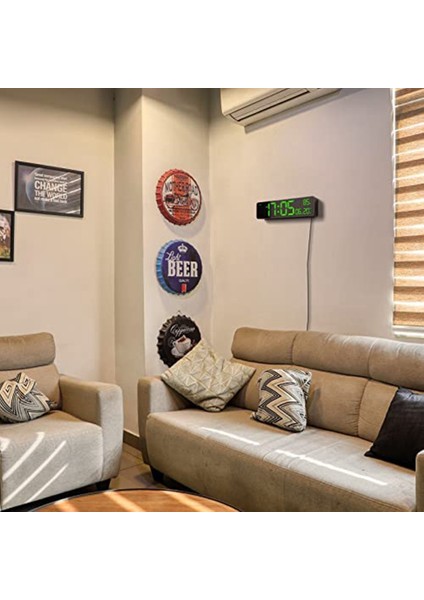 Çalar Saat, Dijital Duvar Saati Büyük Ekranlı Zaman, Tarih, Sıcaklık, Yatak Odası Için LED Alarm Erteleme, Siyah (Yurt Dışından)