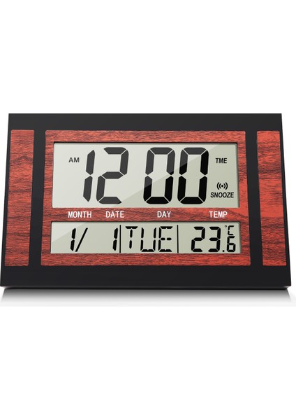 Çalar Saat, Dijital Duvar Saati LCD Büyük Sayı Zaman Sıcaklık Takvim Alarm Masa Masa Modern Tasarım Ofis Ev Siyah, Siyah (Yurt Dışından)