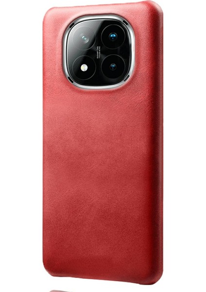Xiaomi Redmi Note 14 Pro+ 5g Kılıf Buzağı Dokusu Pu Deri Sert Pc Koruyucu Telefon Kapağı-Kırmızı (Yurt Dışından)
