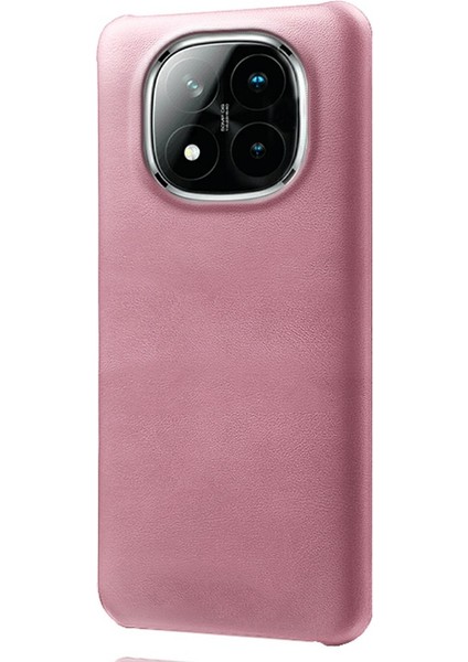 Xiaomi Redmi Için Not 14 Pro + 5g Kılıf Buzağı Dokusu Pu Deri Sert Pc Koruyucu Telefon Kapağı-Gül Altın (Yurt Dışından)