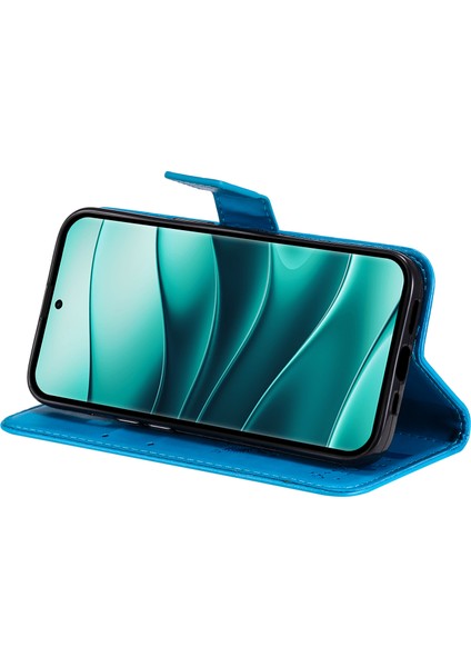 Kt Baskı Çiçek Serisi-3 Xiaomi Redmi Için Not 14 Pro+ 5g / Not 14 Pro 5g Kılıf Kedi Ağacı Desen Flip Deri Telefon Kapağı-Mavi (Yurt Dışından)