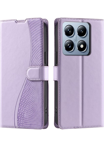 Xiaomi 14T Kılıf Nokta Baskılı Pu Deri Flip Telefon Kapağı, Kart Yuvalı, Askı-Mor (Yurt Dışından)