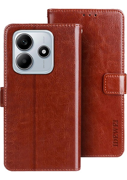 Xiaomi Redmi Note 14 5g/14 4g Crazy Horse Dokulu Deri Telefon Kapağı-Kahverengi (Yurt Dışından)