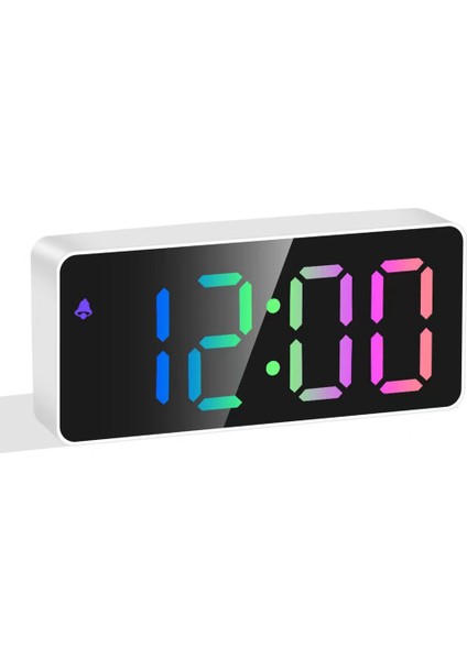 Çalar Saat, Gökkuşağı Renkli LED Dijital Çalar Saat, Erteleme, Ayarlanabilir Ses, Kolay Kullanım, Yatak Odası, Masa, Beyaz, Beyaz Için Prizle Güçlendirilmiş (Yurt Dışından)