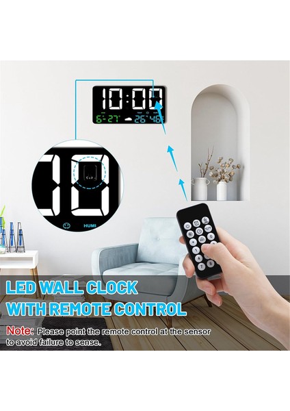 Saat, Dijital Duvar Saati Büyük Ekran, 25CM USB LED Saatler Hava Istasyonuyla Yatak Odası Için Alarm, Siyah (Yurt Dışından)
