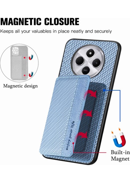 Xiaomi Redmi Için 14C 4G/14R 5g/poco C75 4g Rfıd Engelleme Karbon Fiber Deri+Pc+Tpu Telefon Kapağı-Mavi (Yurt Dışından) indirimleri