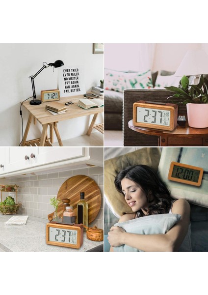 Çalar Saat, Ahşap Büyük LED Dijital Çalar Saat, Ertelemeli Gece Lambası, Tarih, Sıcaklık, 12/24 Saat Değiştirilebilir, Ahşap Kahverengi (Yurt Dışından)