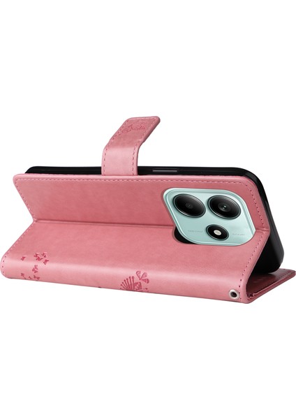 Kt Baskı Çiçek Serisi-3 Xiaomi Redmi Için Not 14 5g Kılıf Kedi Ağacı Desen Flip Deri Telefon Kapağı-Pembe (Yurt Dışından)
