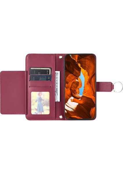Xiaomi Poco F6 Pro 5g/redmi K70 5G/K70 Pro 5g Crossbody Cüzdan Eşkenar Dörtgen Mobil Kapak-Kırmızı (Yurt Dışından)