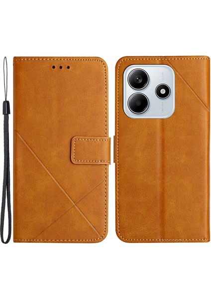 Xiaomi Redmi Note 14 5g Çizgi Desenli Cüzdan Telefon Kapağı-Sarı (Yurt Dışından)