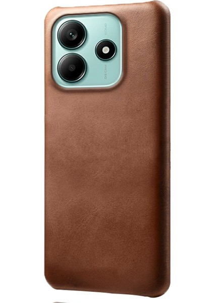 Xiaomi Redmi Note 14 5g Kılıf Buzağı Dokusu Pu Deri Sert Pc Koruyucu Telefon Kapağı-Kahverengi (Yurt Dışından)