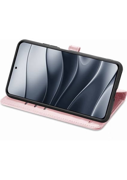 Xiaomi Redmi Için Not 14 5g Kılıf Deri Cüzdan Çevirme Telefon Kapağı Sevimli Kedi Köpek Desen-Gül Altın (Yurt Dışından)