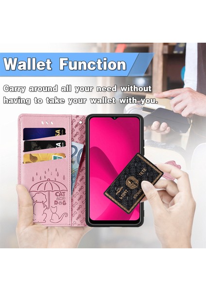 Xiaomi Redmi Için 14C 4G/14R 5g/poco C75 4g Cüzdan Çevirme Telefon Kapağı Sevimli Kedi Köpek Desen-Gül Altın (Yurt Dışından) fırsatları