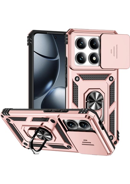 Xiaomi 14T Pro Kılıf Pc + Tpu Telefon Kapak Lensi Için Ultimate Koruma Standı-Gül Altın (Yurt Dışından)