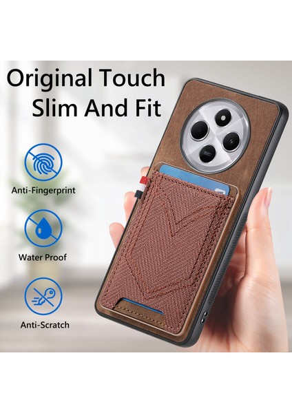 Xiaomi Redmi 14C 4G/14R 5g/poco C75 4g Retro Jean Kumaş Doku Deri Arka Kapak Kart Sahibinin-Kahverengi Telefon Kılıfı (Yurt Dışından) indirimleri