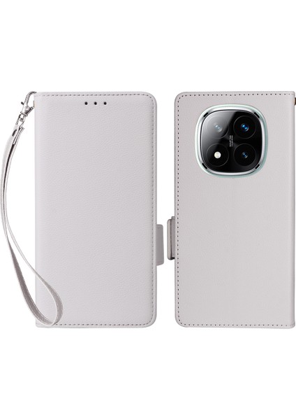 Xiaomi Redmi Için Note 14 Pro+ 5g/note 14 Pro 5g Kılıf Litchi Doku Pu Deri Cüzdan Çevirme Telefon Kapağı-Beyaz (Yurt Dışından)