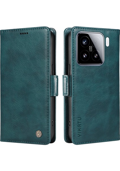 Xiaomi 15 Kılıf Yan Toka Pu Deri Telefon Kapağı Litchi Doku-Mavi Için (Yurt Dışından)
