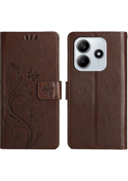 Xiaomi Redmi Note 14 5g Kılıf Pu Deri Telefon Cüzdan Kılıfı Kayışlı-Kahverengi (Yurt Dışından)