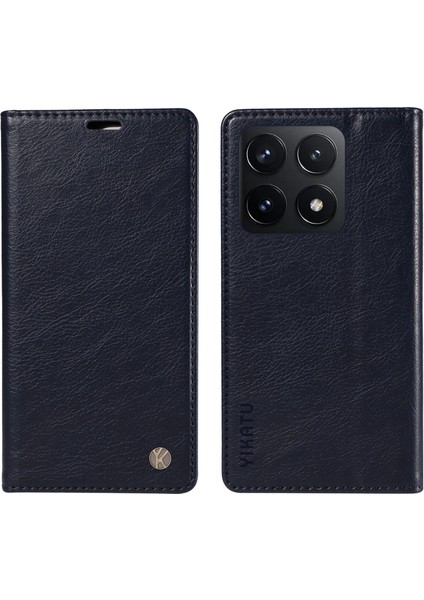 Xiaomi 14T Kılıf Cüzdan Litchi Tahıl Deri Telefon Kapağı Manyetik Otomatik Emilmiş-Lacivert Için (Yurt Dışından)