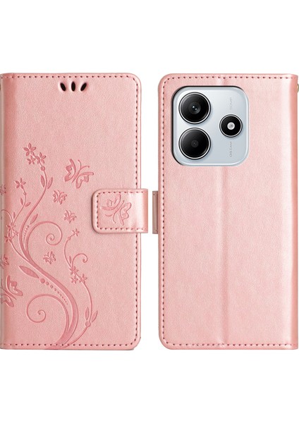 Xiaomi Redmi Note 14 5g Kılıf Pu Deri Telefon Cüzdan Kapak Askı-Gül Altın Için (Yurt Dışından)