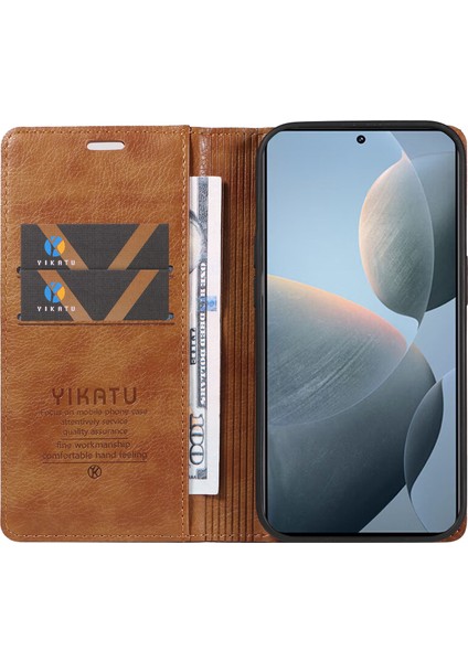 Xiaomi 14T Kılıf Cüzdan Litchi Tahıl Deri Telefon Kapağı Manyetik Otomatik Emilmiş-Kahverengi Için (Yurt Dışından) fiyatları