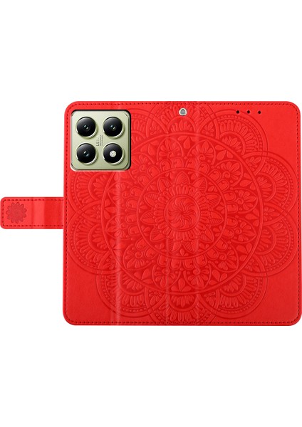 Xiaomi 14T Için Kart Yuvalı Mandala Desenli Telefon Kılıfı Standı-Kırmızı (Yurt Dışından) indirimleri